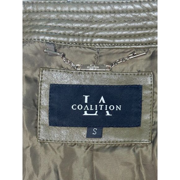 LA Coalition Faux Leather Pink or Green Moto Jacket- Size Small - Picture 11 of 16